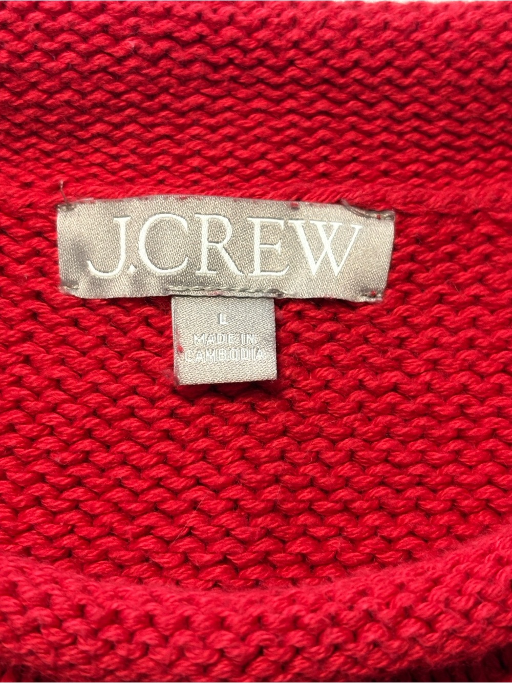 J. Crew Cotton Rollneck Sweater L Blue White Stripes Summer Preppy 4th of July - Picture 5 of 7